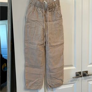 Khaki Colored Linen Drawstring Pants